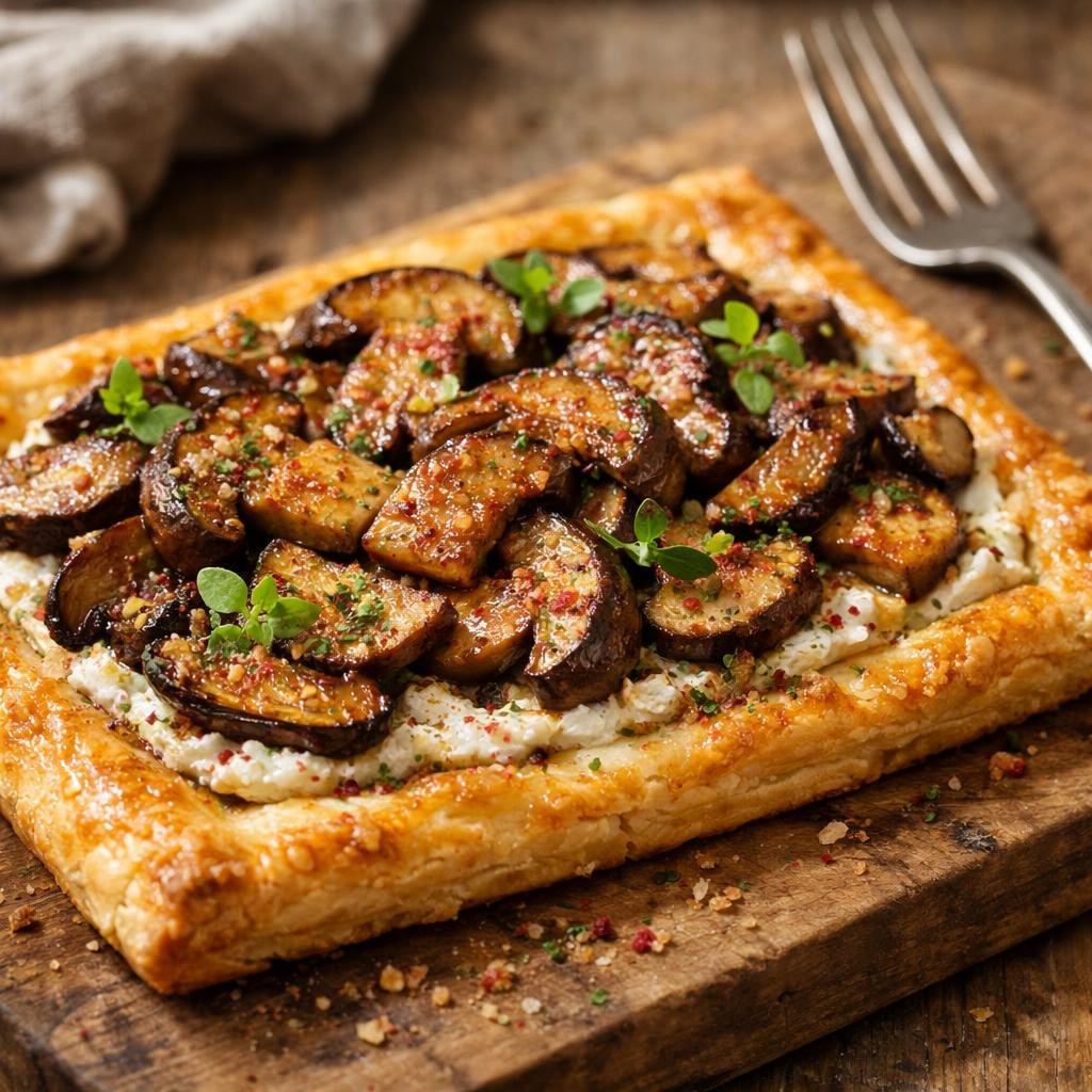 Tarte fine aux cèpes