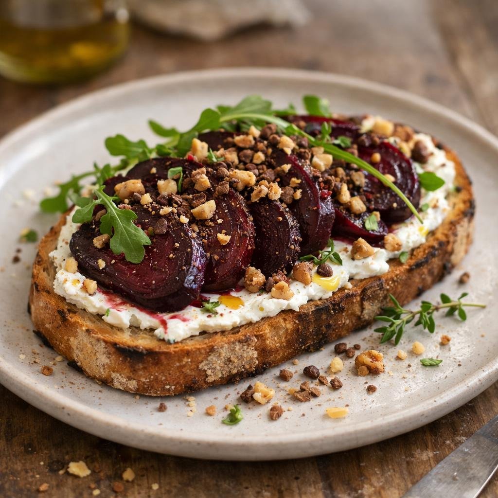 Tartine betterave rôtie