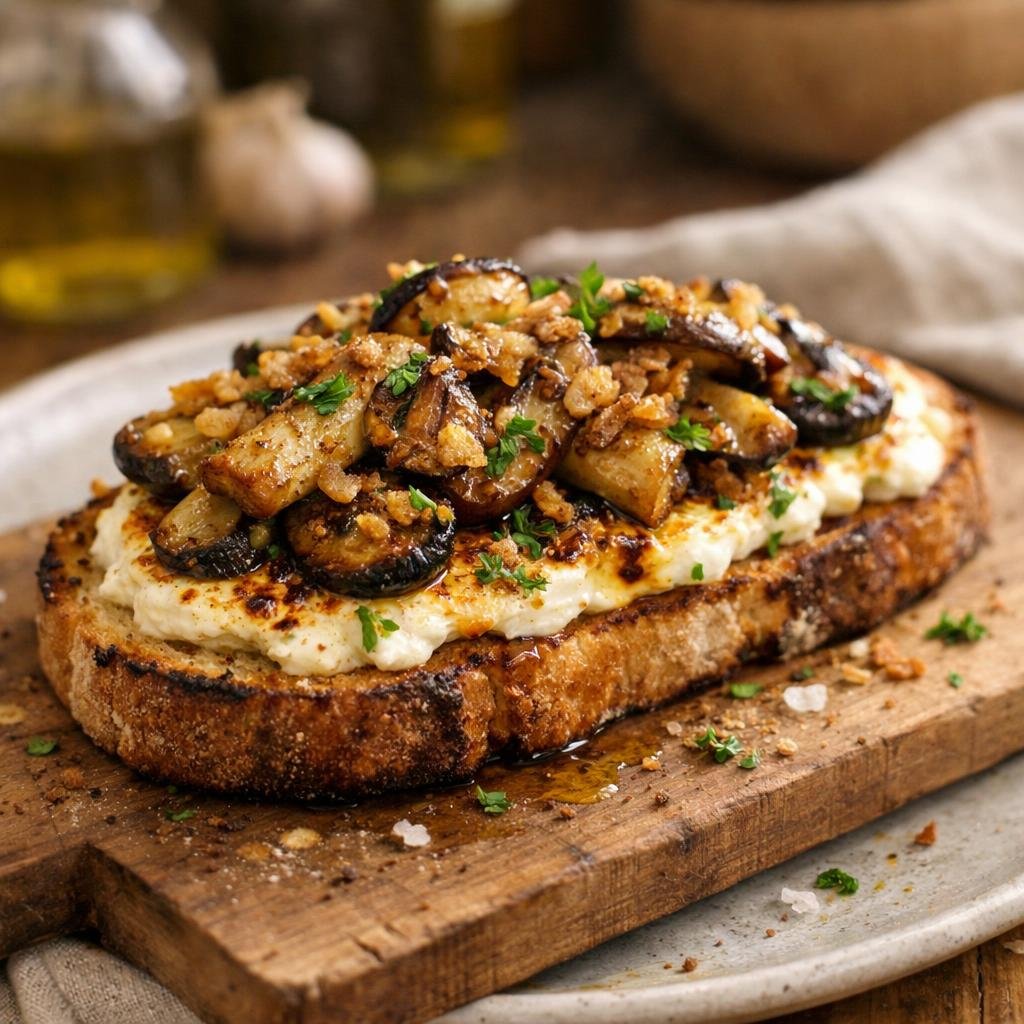 Tartine chaude aux cèpes