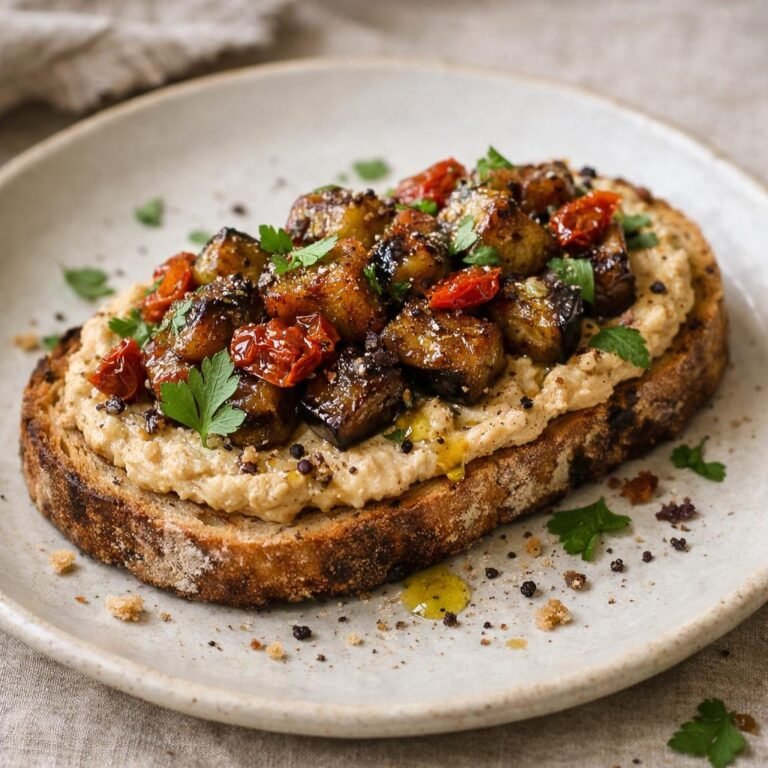 Tartine d'aubergine confite