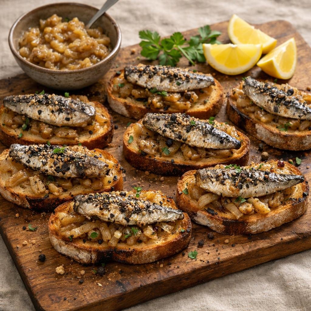 Tartine de sardines rôties