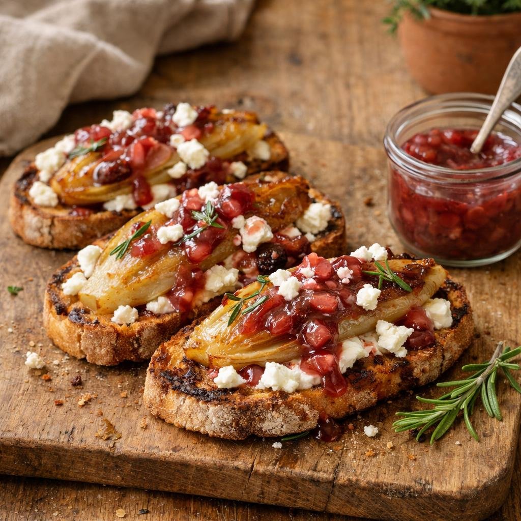 Tartine d'endives braisées