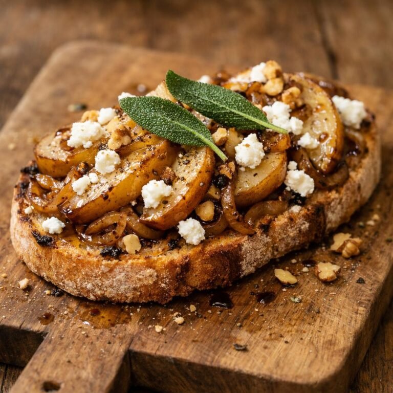 Tartine poire chèvre sauge