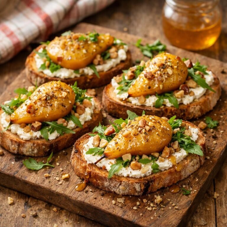 Tartines chaudes chèvre-poire
