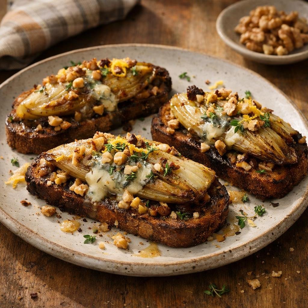 Tartines d'endives braisées