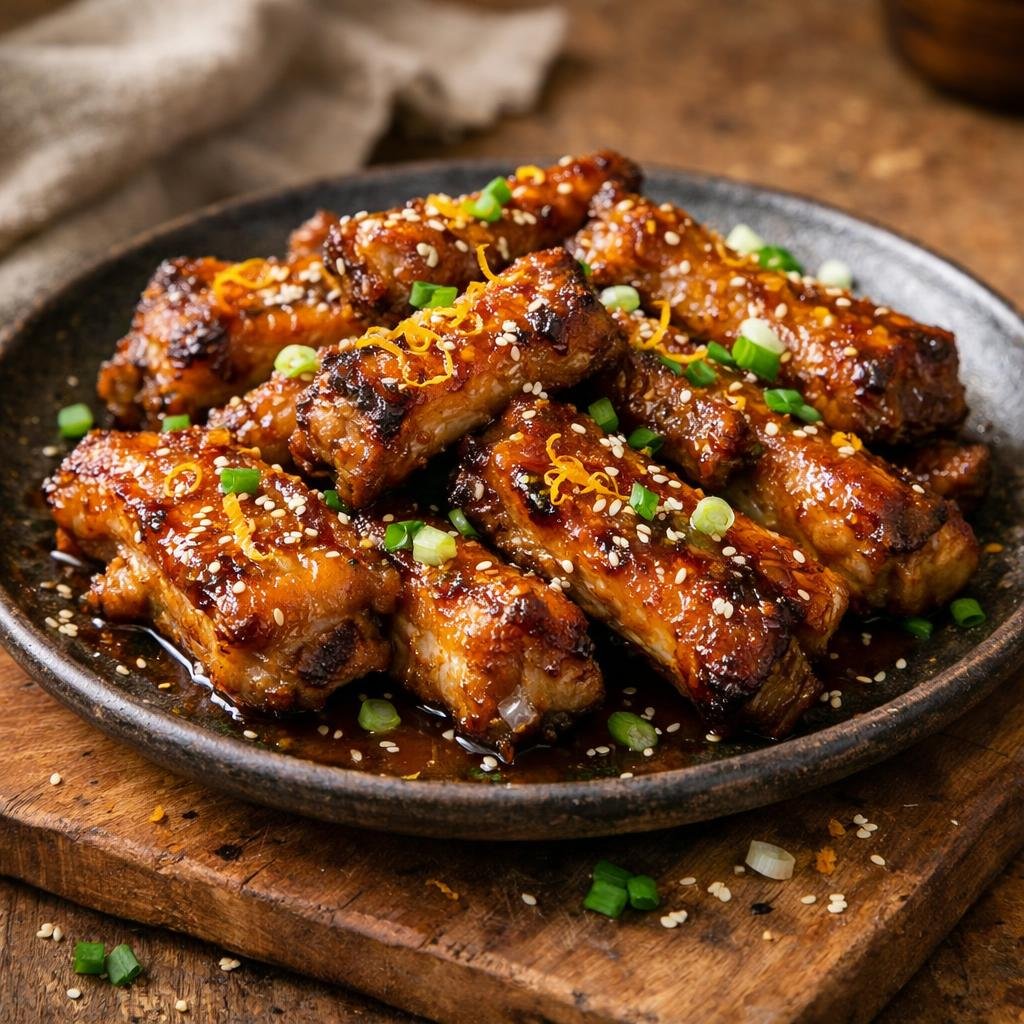 Travers de porc laqués