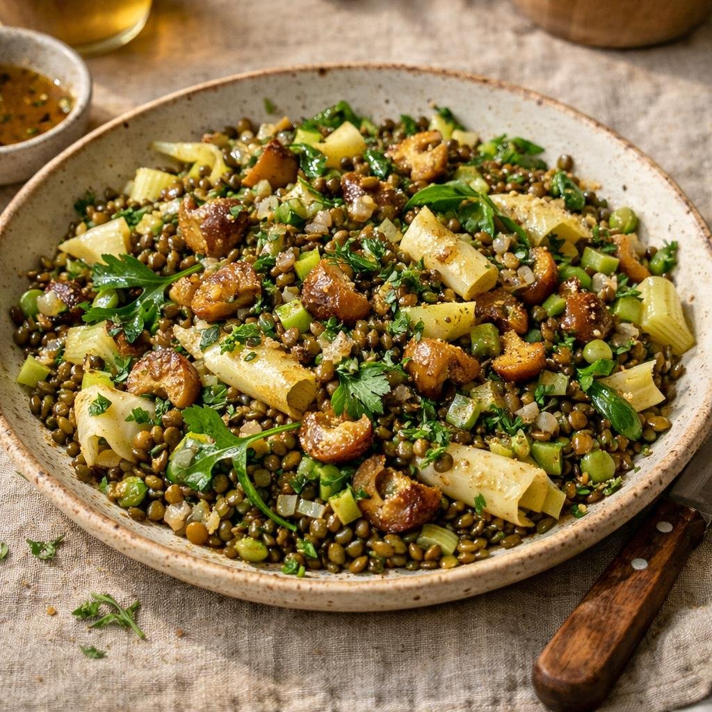 Salade tiède de lentilles