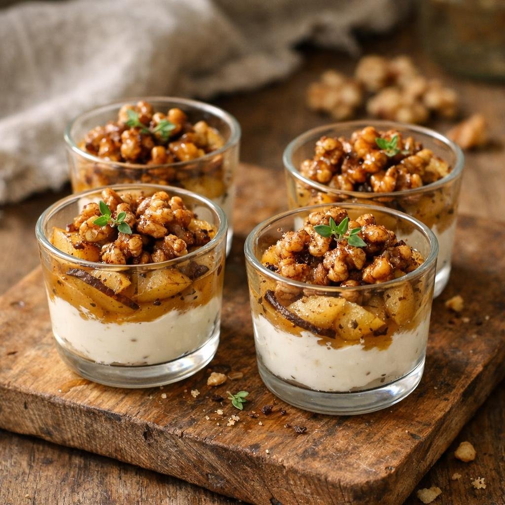Verrines chèvre poire vanille